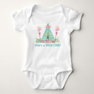 Body Chemise de 1er anniversaire Fille Sauvage Une Tipi