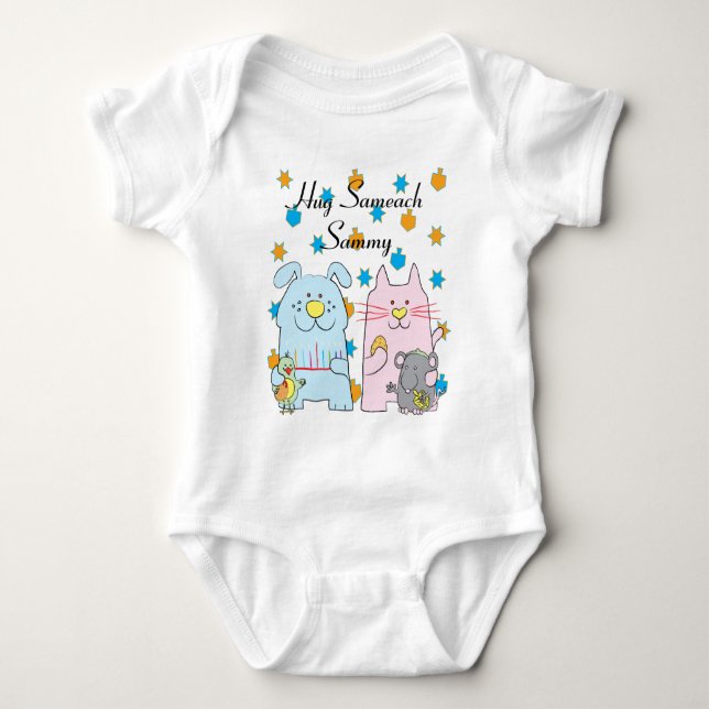 Body Chemise de bébé Hanukkah Personnaliser "Hug Sameac (Devant)