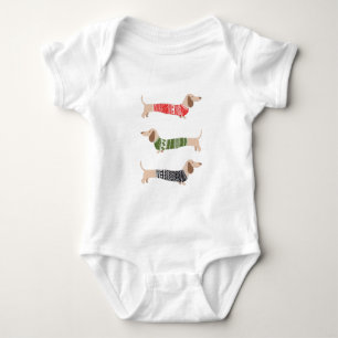 Body Chemise de Noël drôle et laide pour dachshund noir
