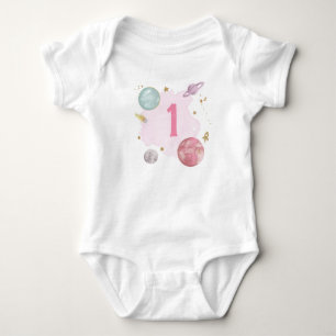 Body Chemise Fille Premier Anniversaire Planètes Galaxi