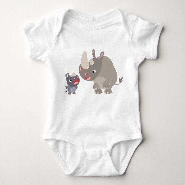 Body Chemise T-Shirt Bébé Rhino Cartoon Cute & Big Rhin (Devant)