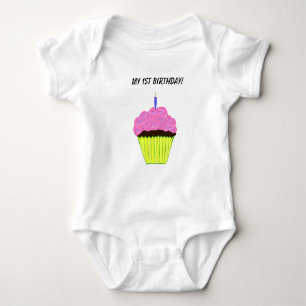 Body Chemise T-shirt enfant à gâteau rose 1er anniversa