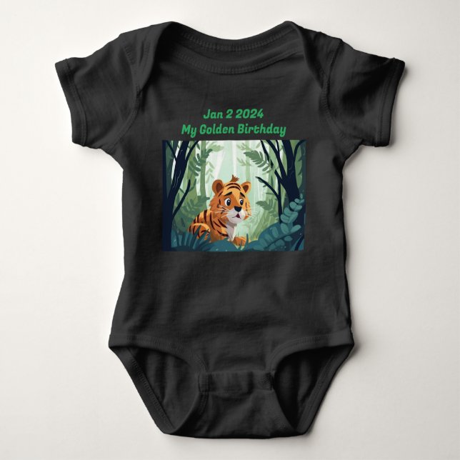 Body Chemise Tiger pour bébé doré personnalisable, (Devant)