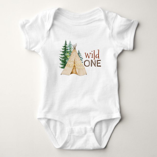 Body Chemises de premier anniversaire de bébé Wild One (Devant)