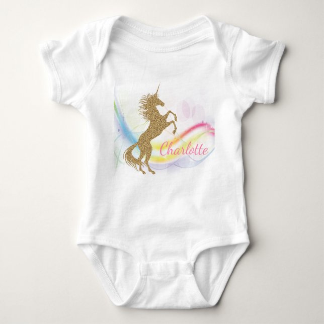 Body Chemises personnalisées pour bébé licorne (Devant)