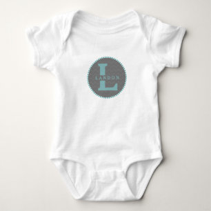 Body Chevron gris + Rompon Monogramme bleu