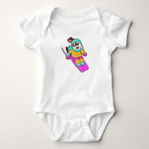 Body Chien en Skier avec Ski & Scarf