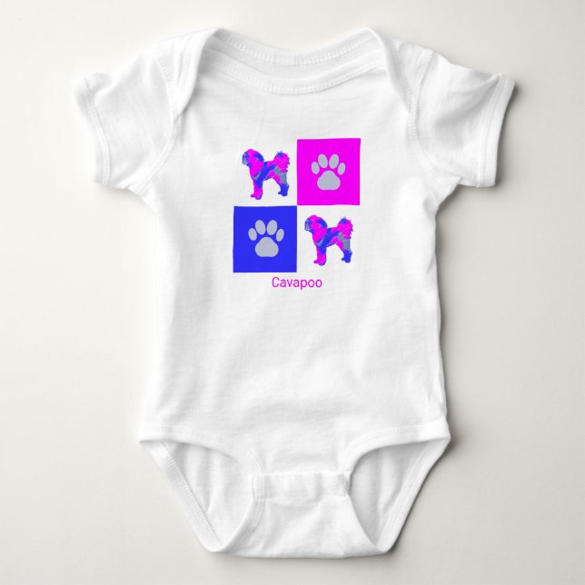 Body Chien et Paw rose et bleu Cavapoo (Devant)