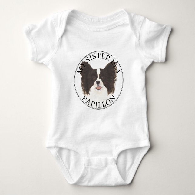 Body Chien noir et blanc Papillon Big Sister (Devant)