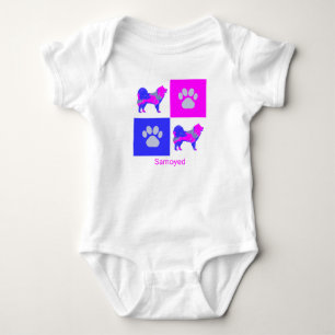 Body Chien Samoyé & Paw Cute Rose Silhouette