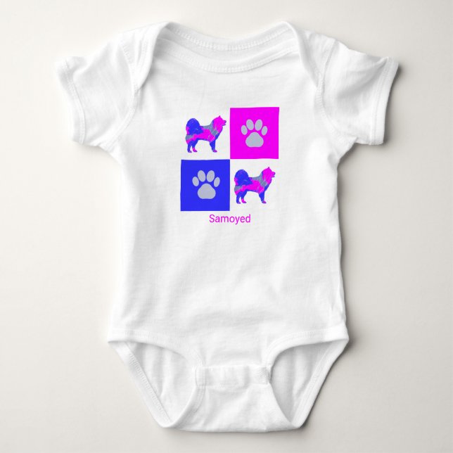 Body Chien Samoyé & Paw Cute Rose Silhouette (Devant)