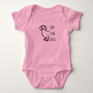 Body Chien Teckel Rose Mignon Fille J'adore Les Chiens 