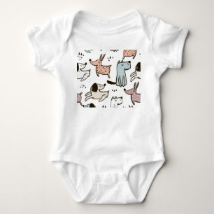 Body Chiens d'enfants, dessinés à la main, motif à la m