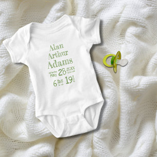 Body Chiffre personnalisé de naissance de bébé Green
