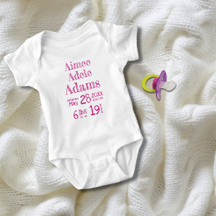 Body Chiffre personnalisé de naissance de bébé   Magent