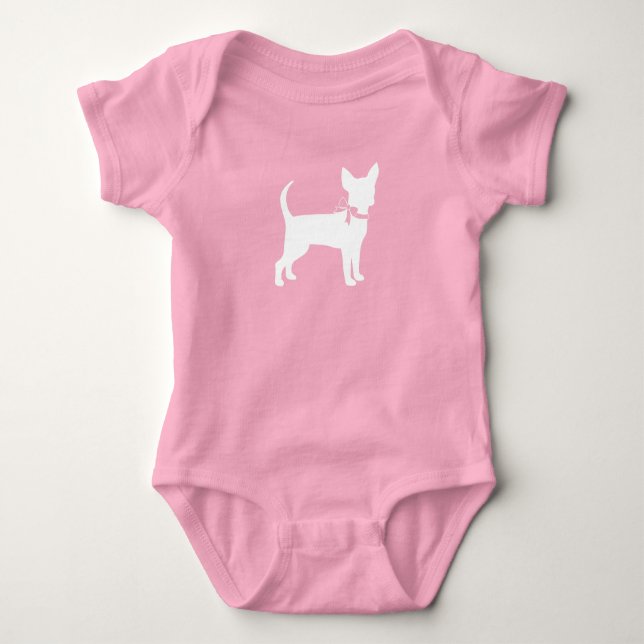 Body Chihuahua Chien Baby shower fille rose (Devant)