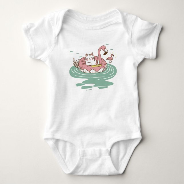 Body Chill Chat Flamant rose Float Baby T-shirt (Devant)