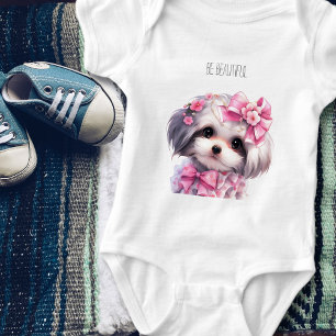 Body Chiot Havanais Mignon Aquarelle nom personnalisé