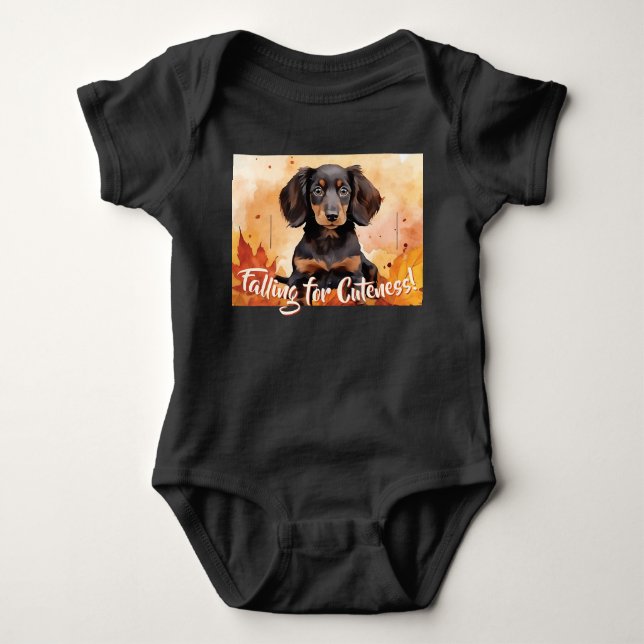 Body Chiot noir et tan : automne temps amusant (Devant)