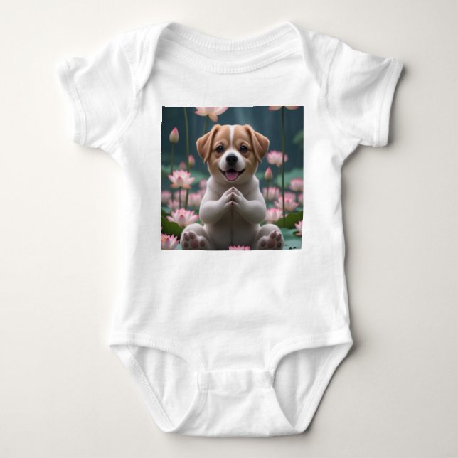 Body Chiot Zen sur Lotus - Bodysuit bébé (Devant)