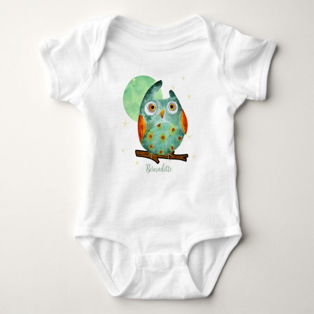 Body Chouette Aquarelle Nom du style Anniversaire sur l (Devant)