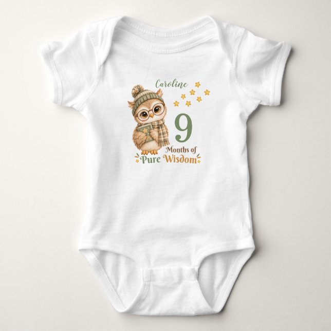 Body Chouette Automne Bébé Mois Étape (Devant)