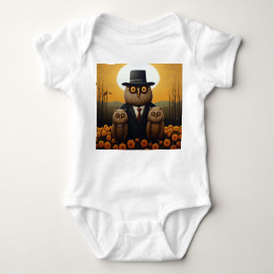 Body Chouette et progéniture dans un crépuscule orange