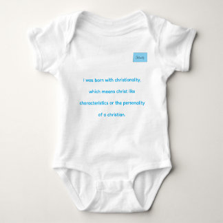 Body Christianality defined in blue on white onsie 