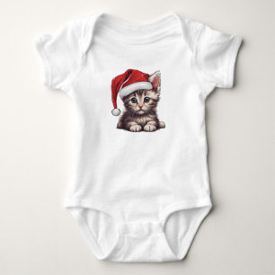 Body Christmas Kitten w Santa Hat, Holiday Kitty Cat