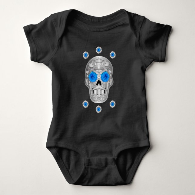 Body Chrome Calavera (Rose bleu) Bodysuit bébé (Devant)