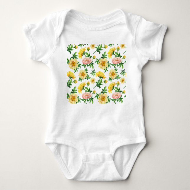 Body Chrysanthemums Aquarelle : Design floral incolore (Devant)