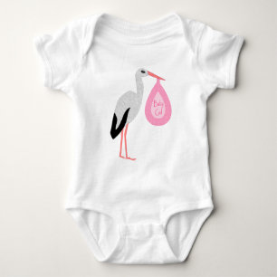 Body Cigogne Bébé Fille Rose Mignonne