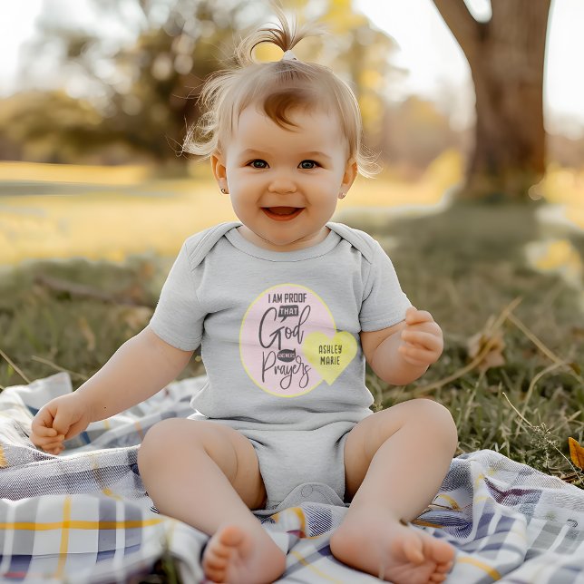 Body Citation Personnalisée Dieu Répond aux Prières  (Personalized Quote God Answers Prayers Baby Bodysuit)