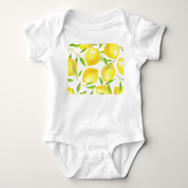 Body citrons et feuilles d'aquarelle : motif. (Devant)