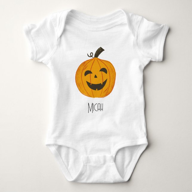 Body Citrouille Jack-O-Lantern Monogramme Nom (Devant)