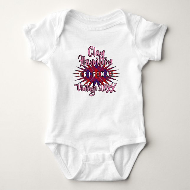 Body Clan Hamilton Tartan éclate année de naissance Vin (Devant)