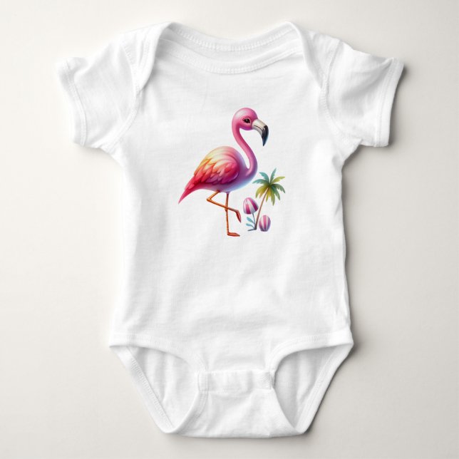 Body Clipart de dessin Flamant rose aquarelle (Devant)