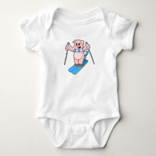 Body Cochon en ski avec ski Scarf & Ski Poteaux