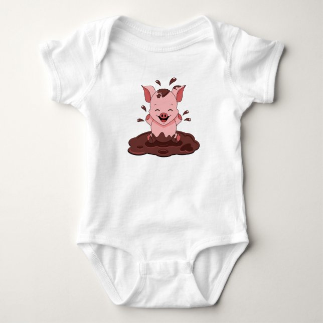 Body Cochon mignon jouant dans la boue (Devant)