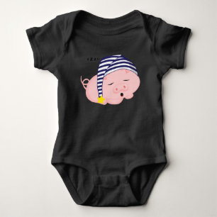 Body Cochon Rose Mignon Endormi dans un Bonnet de Nuit