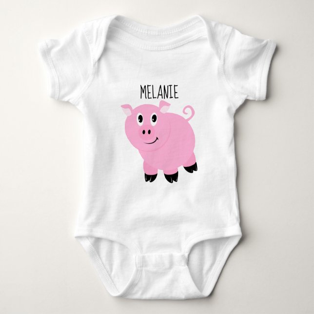 Body Cochon rose personnalisé Baby Animal Piggy (Devant)