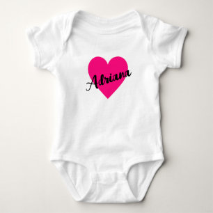 Body Cœur d'amour rose chaud nom personnalisé