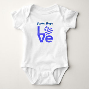 Body Cœur drapeau bleu LOVE Grèce Personnalisé 