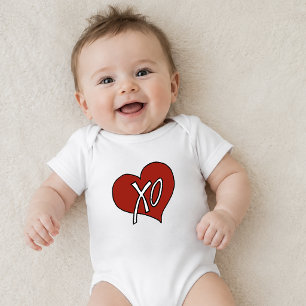 Body Cœur Rouge Doux XO Amour Câlins Baisers