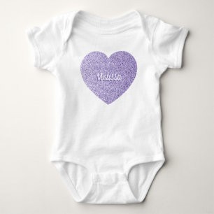 Body Cœur violet clair à paillettes personnalisé avec u