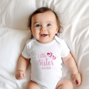 Body Cœurs aquarelle rose monogramme prénom petite sœur