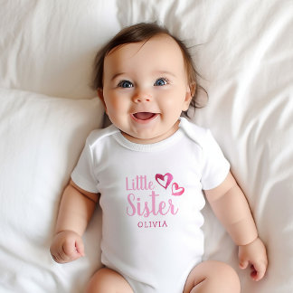 Body Cœurs aquarelle rose monogramme prénom petite sœur