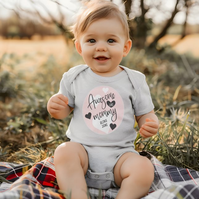 Body Coeurs Roses Magnifique Comme Maman Citation Cadea (Pink Hearts Awesome Like Mommy Quote Gift Baby Bodysuit)