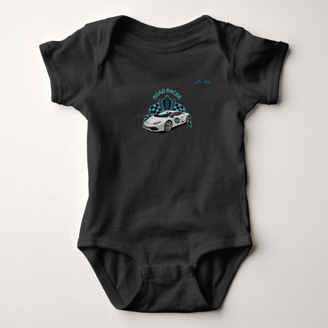 Body Coffret de bébé noir de voiture de course (Devant)