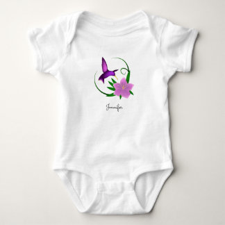 Body Colibri avec chemise de bébé à fleurs roses